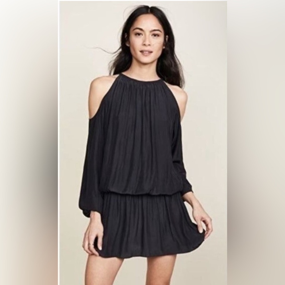 Ramy Brook black Lauren dress cold Shoulder mini Dress XS extra small NEW NWT